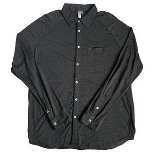 ibex Shirt Men's XL Zque Merino Wool Button Down Long Sleeve Charcoal